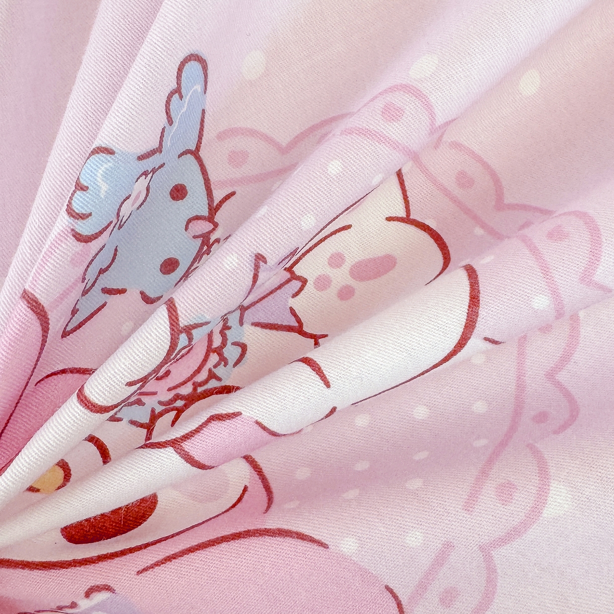 91家纺网 家纺一手货源 找家纺 玉元坊 2026新款三丽鸥正版库洛米美乐蒂凯蒂猫全棉纯棉0.9m学生宿舍床三件套基础款 小兔美乐蒂