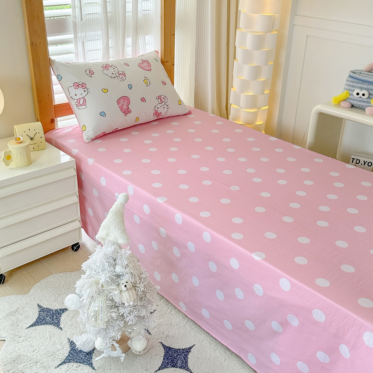 91家纺网 家纺一手货源 找家纺 玉元坊 2026新款三丽鸥正版库洛米美乐蒂凯蒂猫全棉纯棉0.9m学生宿舍床三件套基础款 公主kt