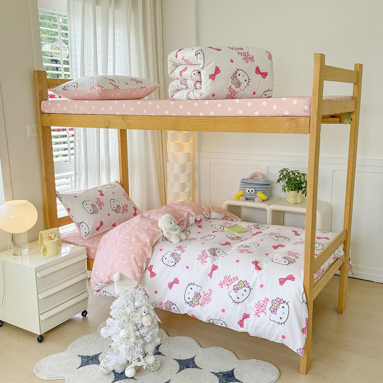 91家纺网 家纺一手货源 找家纺 玉元坊 2026新款三丽鸥正版库洛米美乐蒂凯蒂猫全棉纯棉0.9m学生宿舍床三件套基础款 雏菊kt