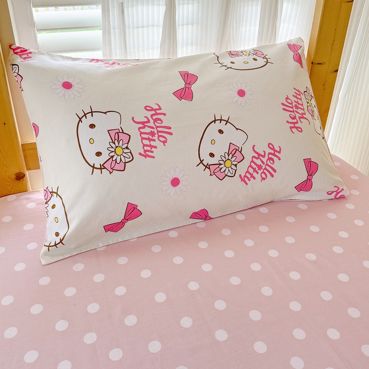 91家纺网 家纺一手货源 找家纺 玉元坊 2026新款三丽鸥正版库洛米美乐蒂凯蒂猫全棉纯棉0.9m学生宿舍床三件套基础款 雏菊kt