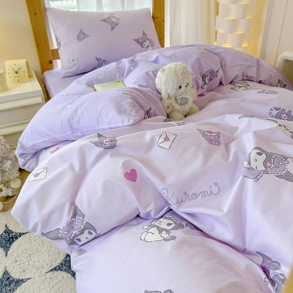 91家纺网 家纺一手货源 找家纺 玉元坊 2026新款三丽鸥正版库洛米美乐蒂凯蒂猫全棉纯棉0.9m学生宿舍床三件套基础款 库洛米宝贝