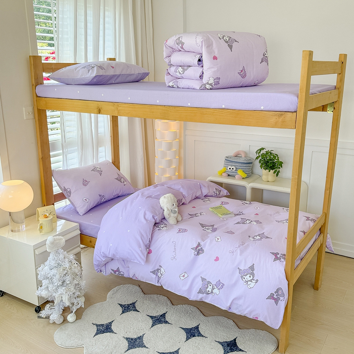 91家纺网 家纺一手货源 找家纺 玉元坊 2026新款三丽鸥正版库洛米美乐蒂凯蒂猫全棉纯棉0.9m学生宿舍床三件套基础款 库洛米宝贝