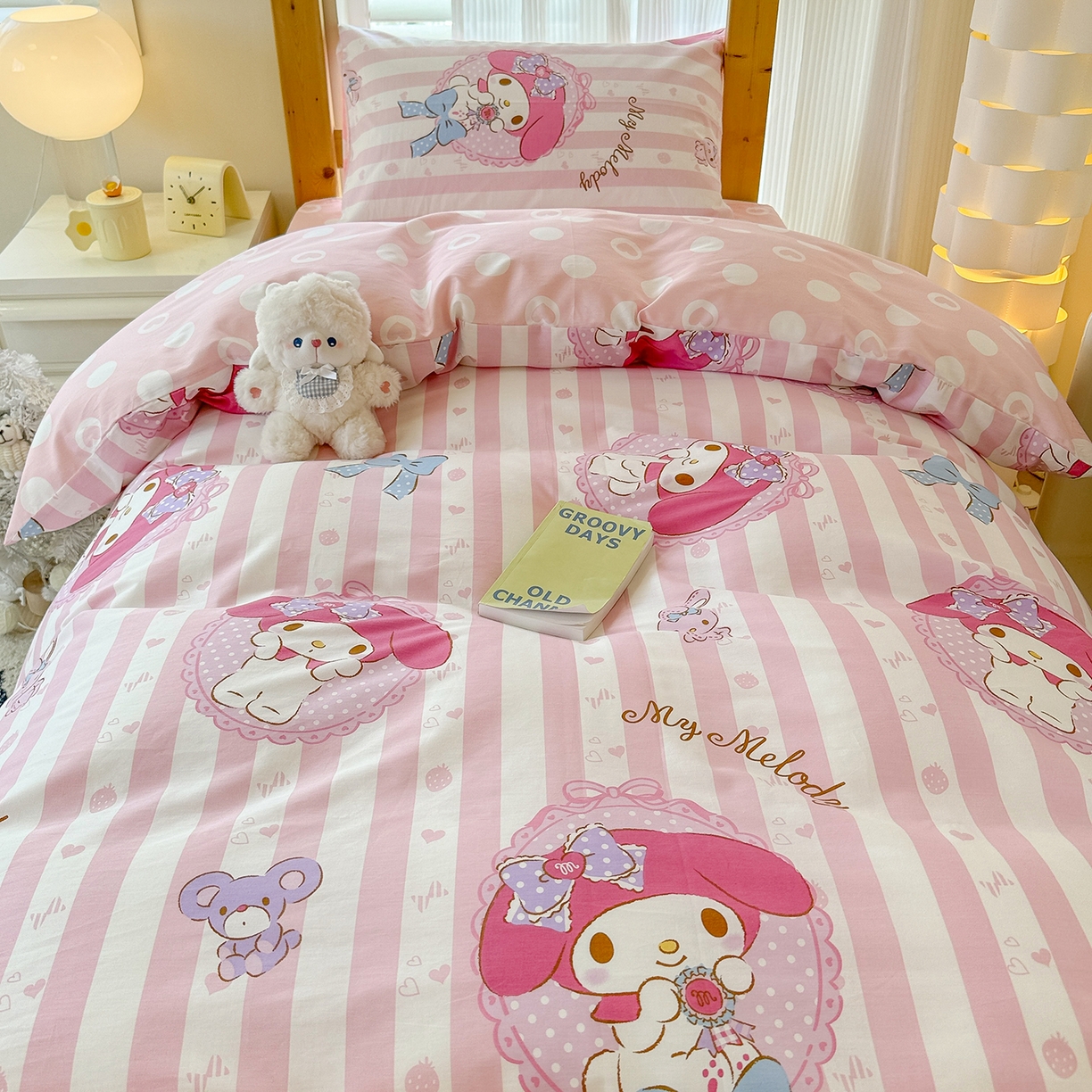 玉元坊 2026新款三丽鸥正版库洛米美乐蒂凯蒂猫全棉纯棉0.9m学生宿舍床三件套基础款 甜甜美乐蒂