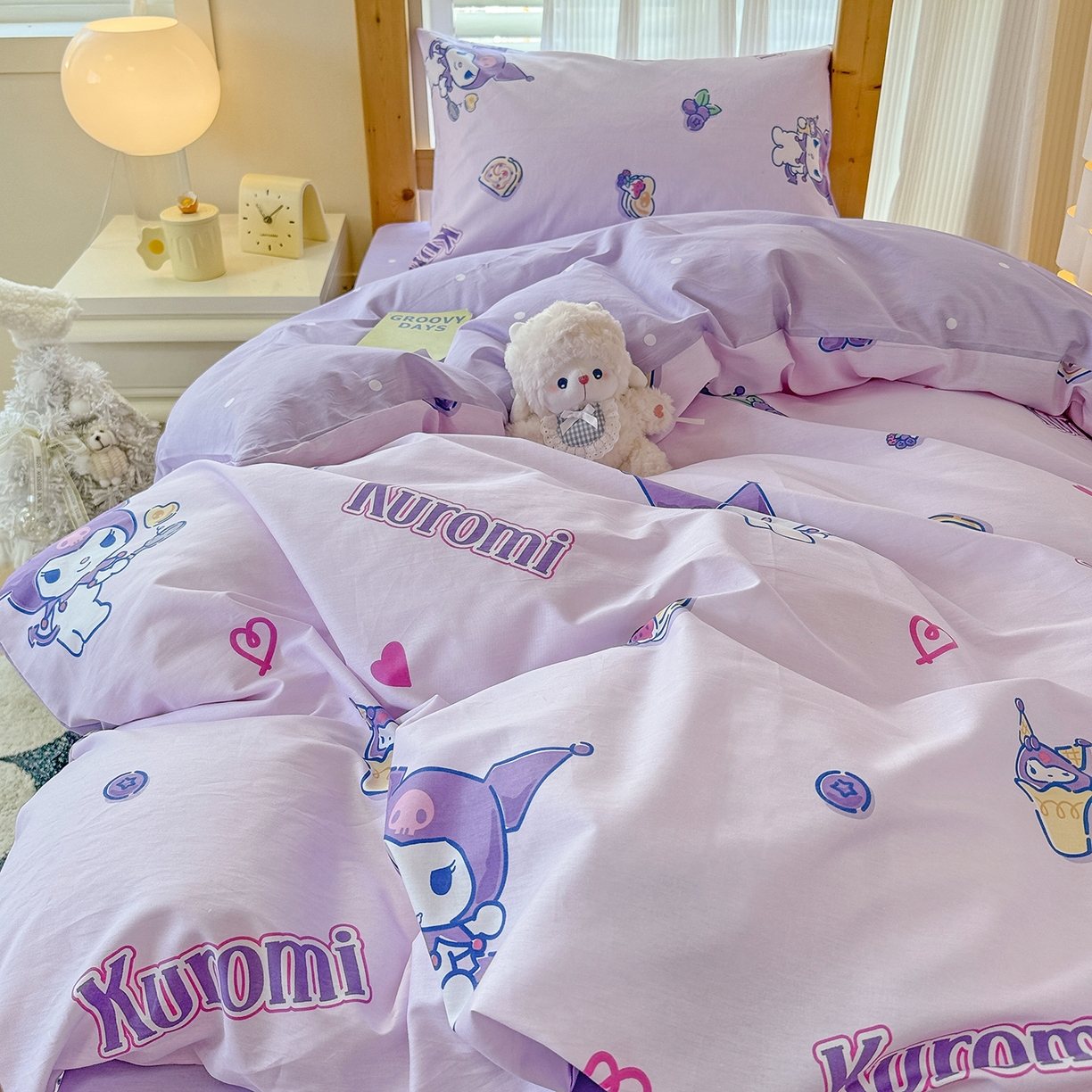 91家纺网 家纺一手货源 找家纺 玉元坊 2026新款三丽鸥正版库洛米美乐蒂凯蒂猫全棉纯棉0.9m学生宿舍床三件套基础款 甜甜库洛米