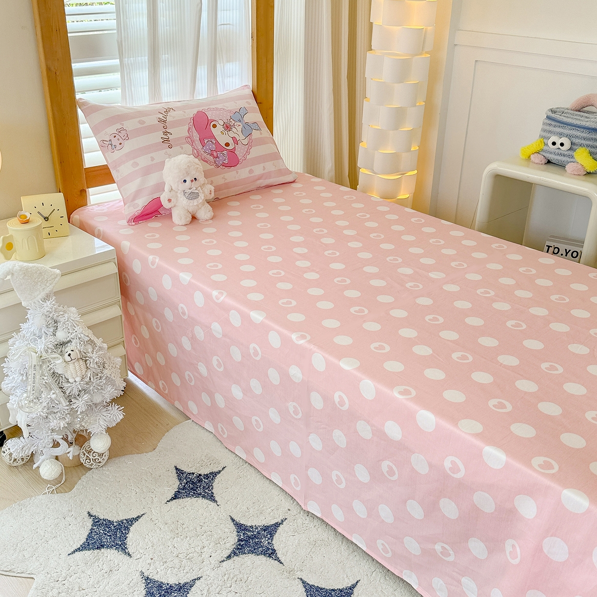 91家纺网 家纺一手货源 找家纺 玉元坊 2026新款三丽鸥正版库洛米美乐蒂凯蒂猫全棉纯棉0.9m学生宿舍床三件套基础款 甜甜美乐蒂