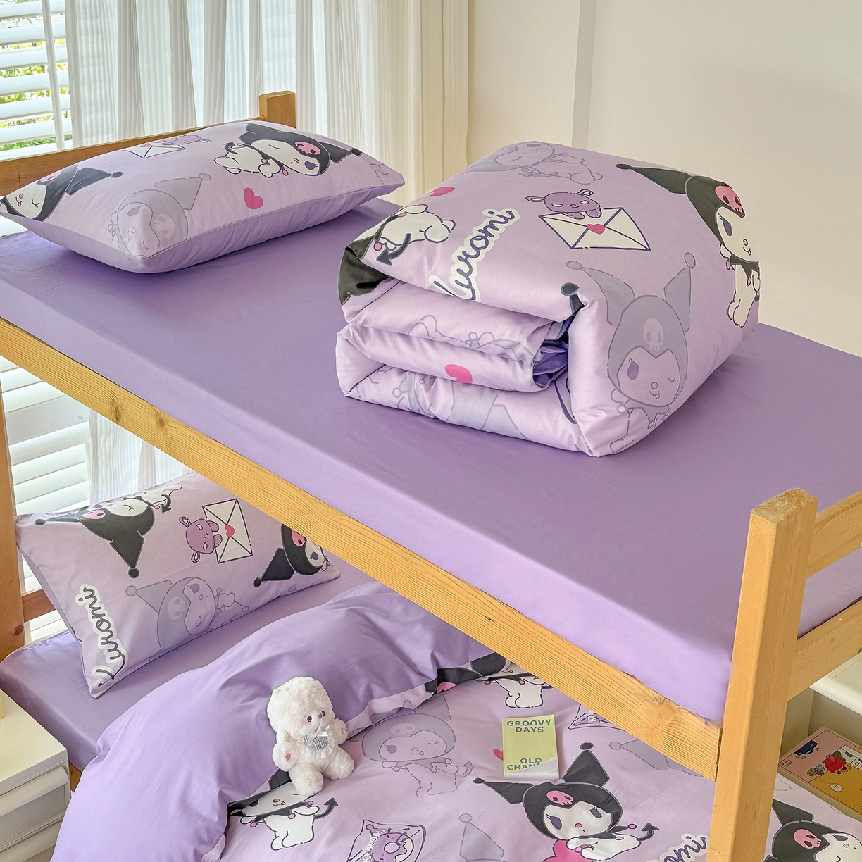 91家纺网 家纺一手货源 找家纺 玉元坊 2026新款三丽鸥正版库洛米美乐蒂凯蒂猫全棉纯棉0.9m学生宿舍床三件套基础款 库洛米