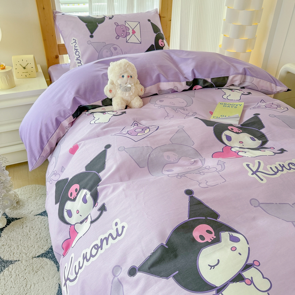 91家纺网 家纺一手货源 找家纺 玉元坊 2026新款三丽鸥正版库洛米美乐蒂凯蒂猫全棉纯棉0.9m学生宿舍床三件套基础款 库洛米