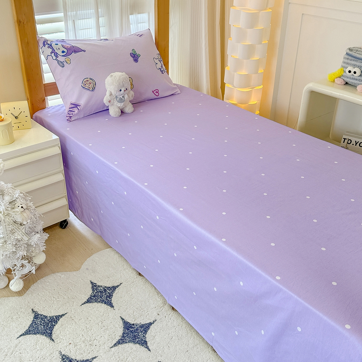 91家纺网 家纺一手货源 找家纺 玉元坊 2026新款三丽鸥正版库洛米美乐蒂凯蒂猫全棉纯棉0.9m学生宿舍床三件套基础款 甜甜库洛米