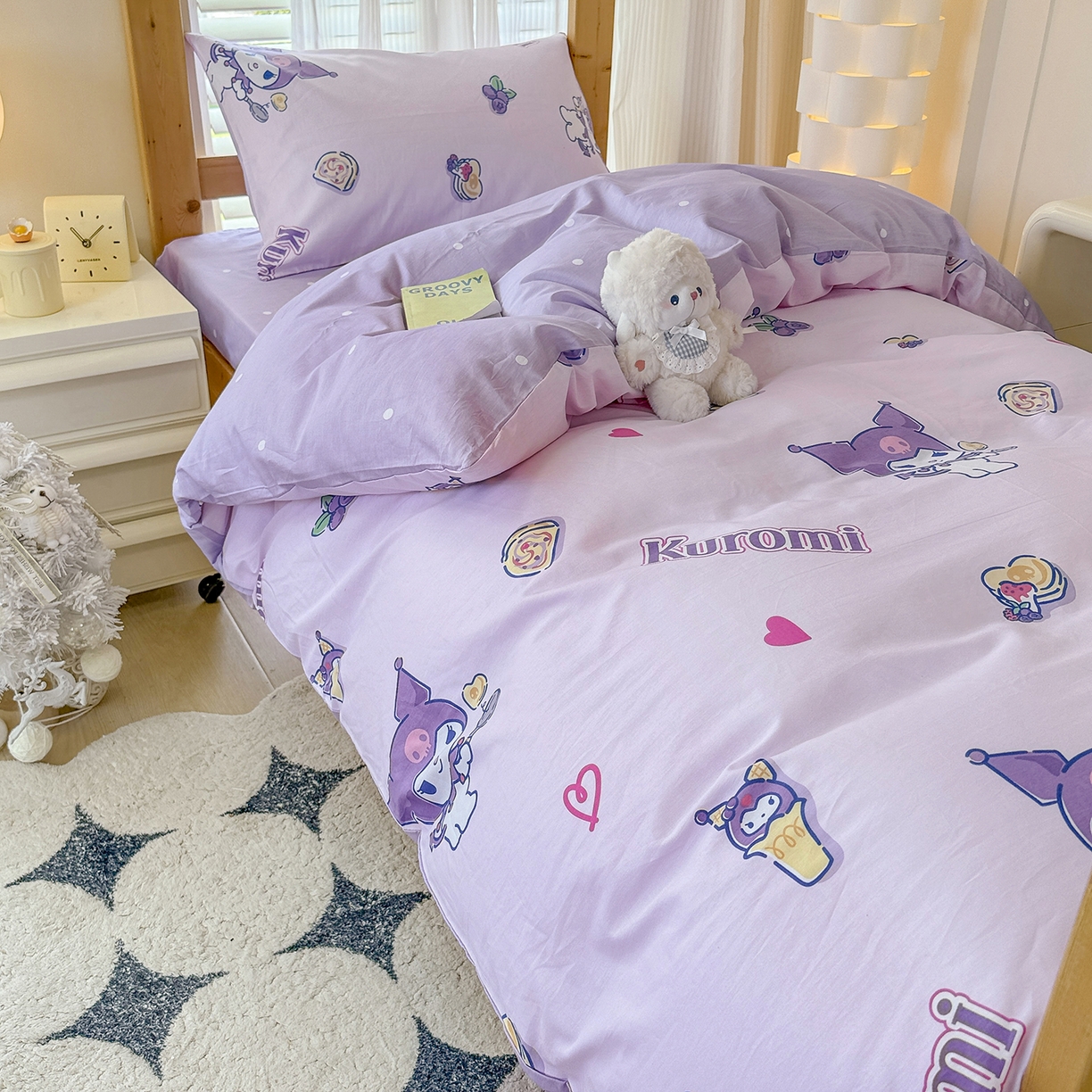 91家纺网 家纺一手货源 找家纺 玉元坊 2026新款三丽鸥正版库洛米美乐蒂凯蒂猫全棉纯棉0.9m学生宿舍床三件套基础款 甜甜库洛米