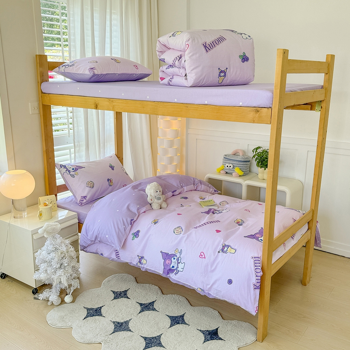 91家纺网 家纺一手货源 找家纺 玉元坊 2026新款三丽鸥正版库洛米美乐蒂凯蒂猫全棉纯棉0.9m学生宿舍床三件套基础款 甜甜库洛米