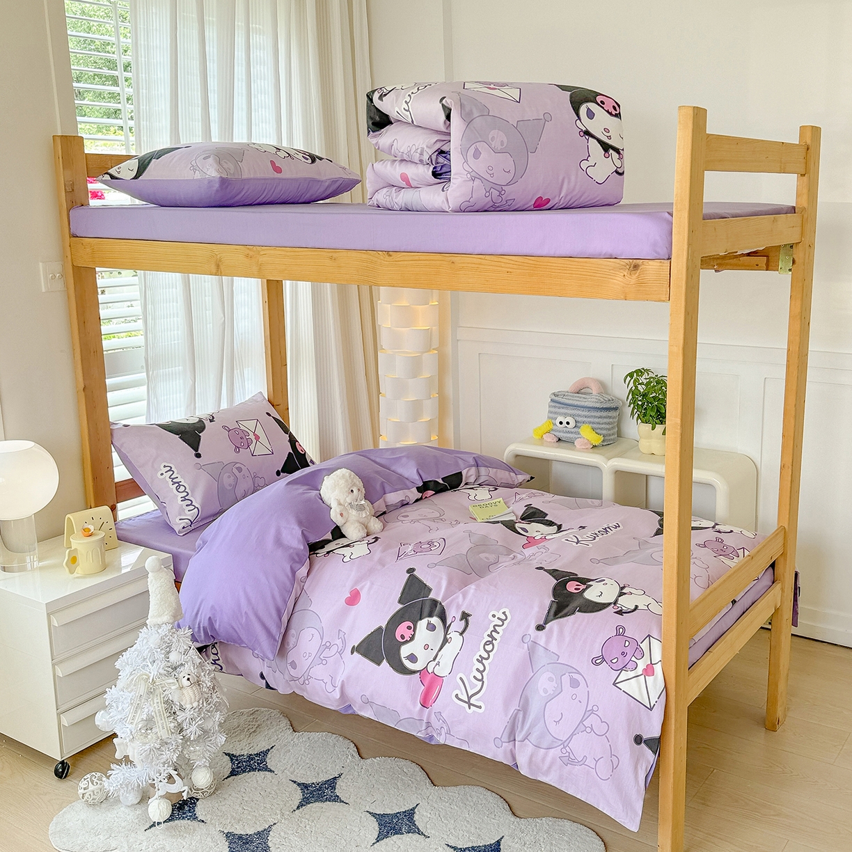 91家纺网 家纺一手货源 找家纺 玉元坊 2026新款三丽鸥正版库洛米美乐蒂凯蒂猫全棉纯棉0.9m学生宿舍床三件套基础款 库洛米