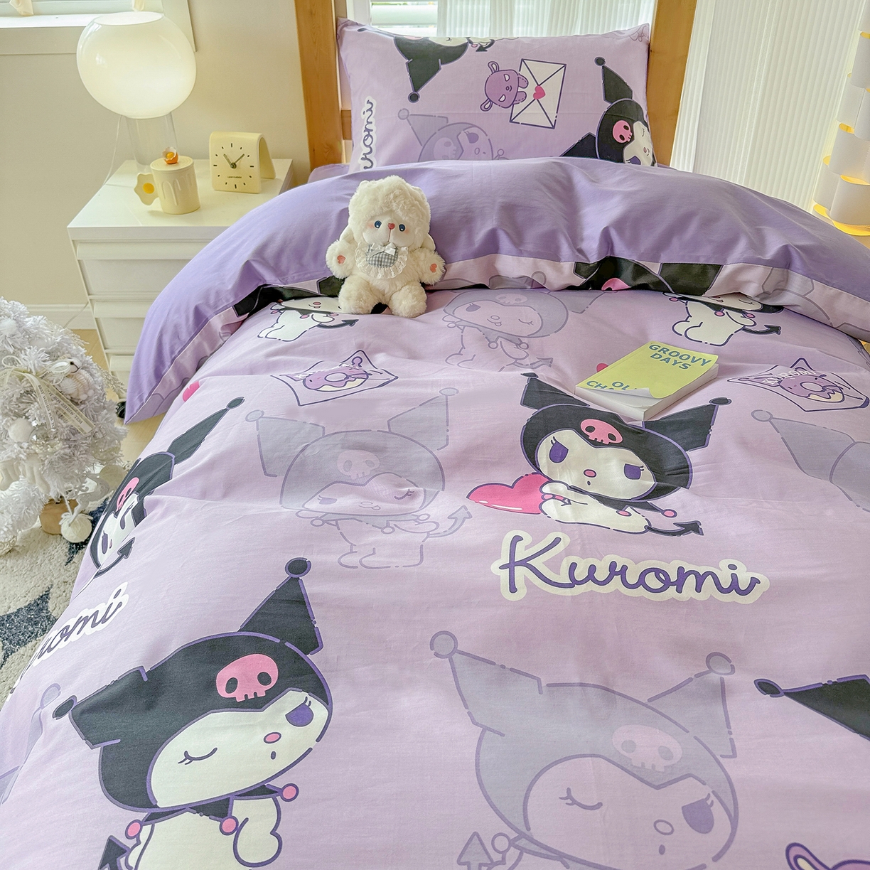 91家纺网 家纺一手货源 找家纺 玉元坊 2026新款三丽鸥正版库洛米美乐蒂凯蒂猫全棉纯棉0.9m学生宿舍床三件套基础款 库洛米