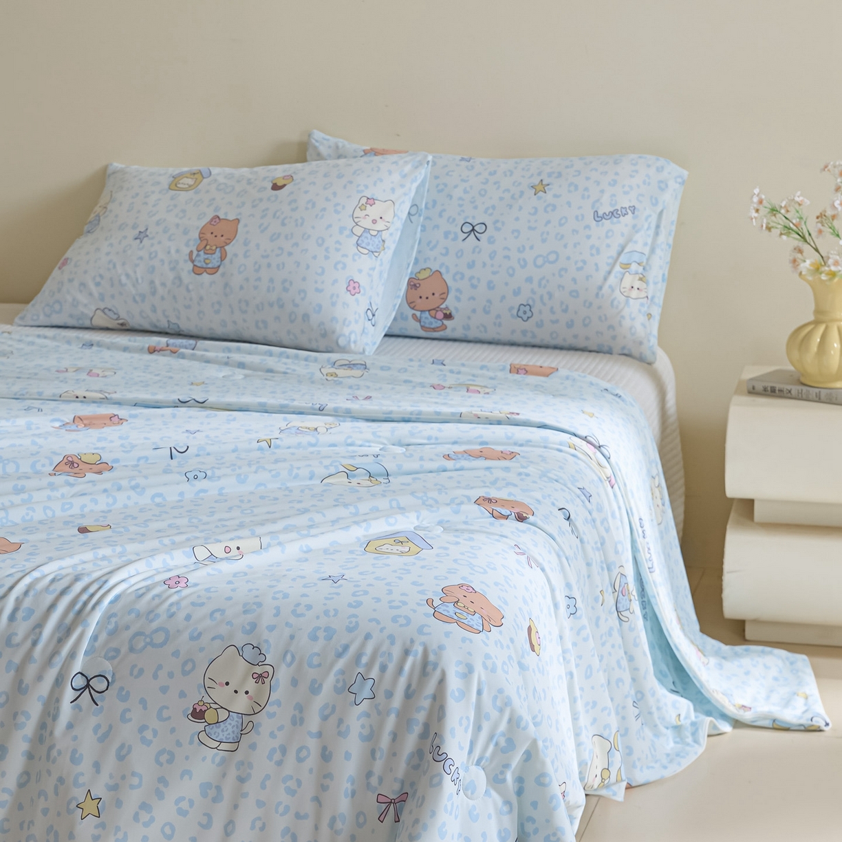 91家纺网 家纺一手货源 找家纺 一加一 2026新款A类凉感冰皮印花冰蚕被夏被夏凉被空调被 凯蒂木马