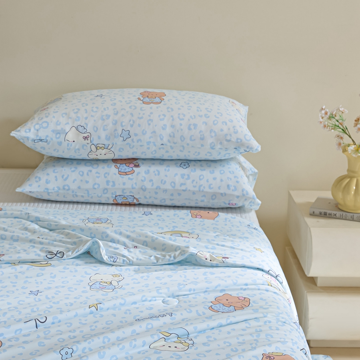 91家纺网 家纺一手货源 找家纺 一加一 2026新款A类凉感冰皮印花冰蚕被夏被夏凉被空调被 凯蒂木马