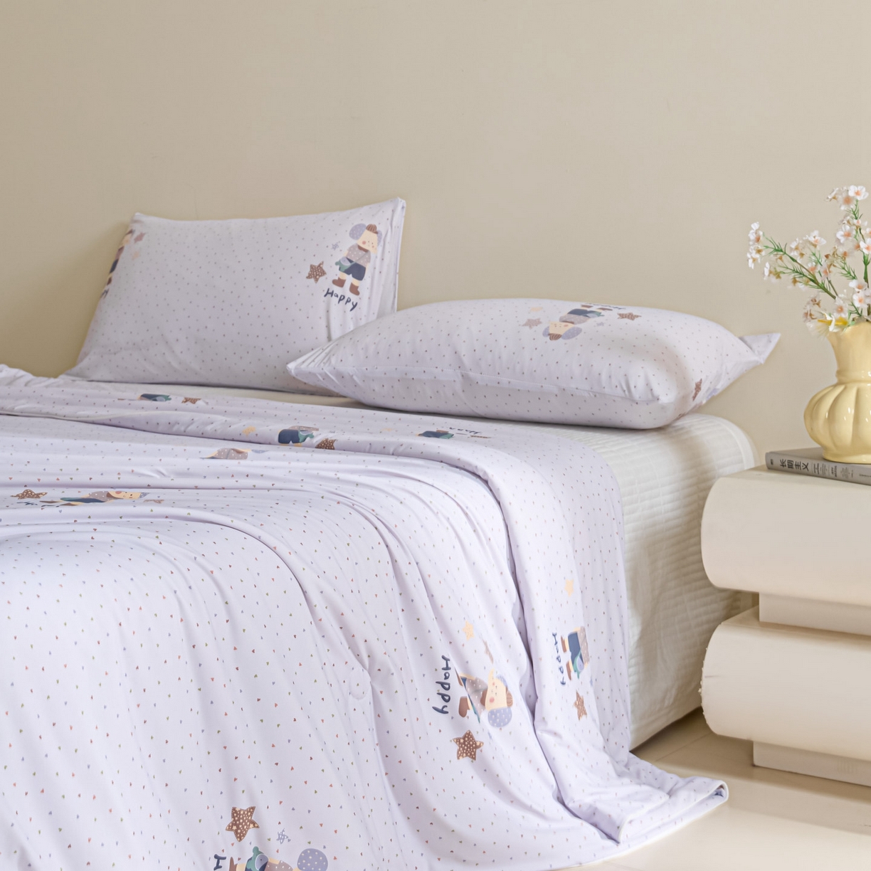 91家纺网 家纺一手货源 找家纺 一加一 2026新款A类凉感冰皮印花冰蚕被夏被夏凉被空调被 童心象语