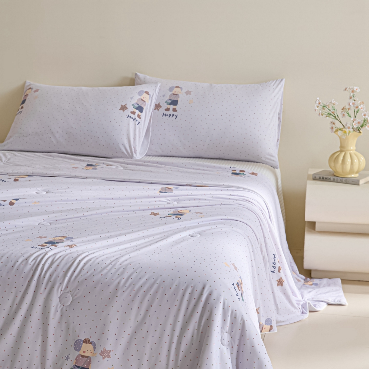 91家纺网 家纺一手货源 找家纺 一加一 2026新款A类凉感冰皮印花冰蚕被夏被夏凉被空调被 童心象语