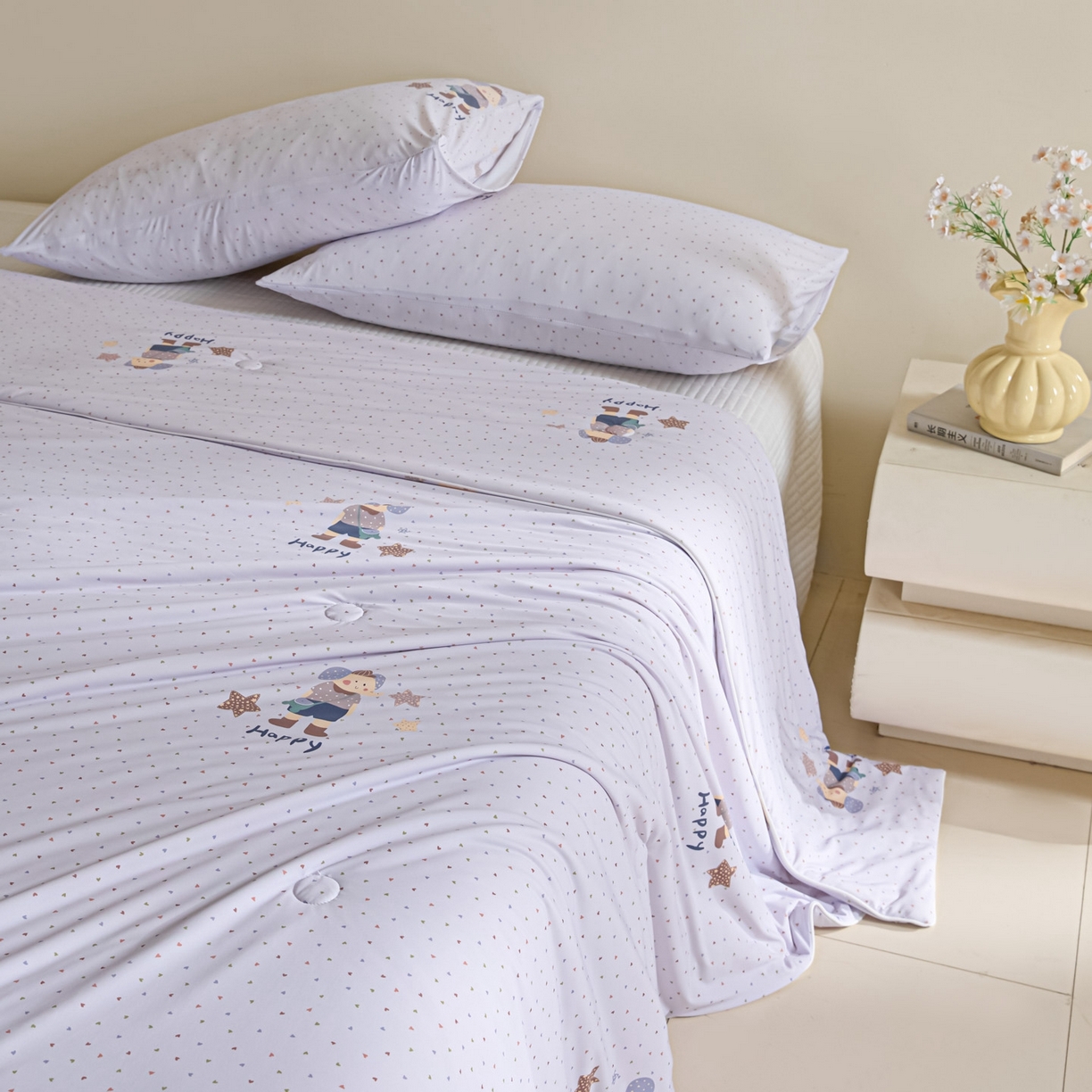 91家纺网 家纺一手货源 找家纺 一加一 2026新款A类凉感冰皮印花冰蚕被夏被夏凉被空调被 童心象语