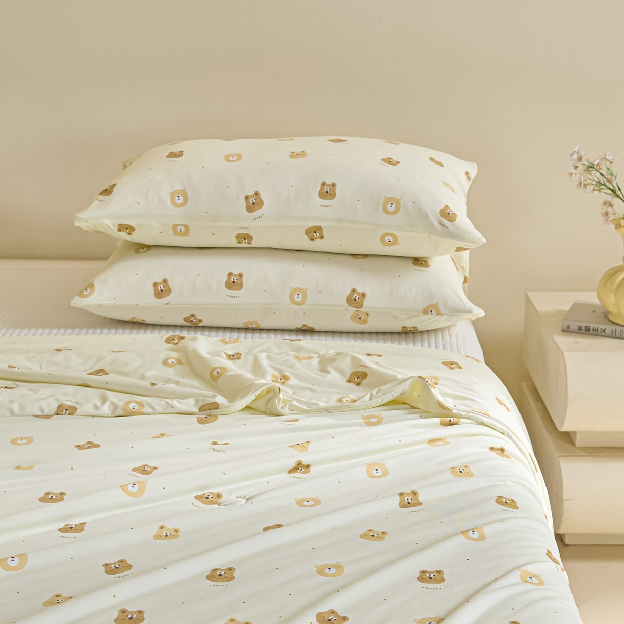 91家纺网 家纺一手货源 找家纺 一加一 2026新款A类凉感冰皮印花冰蚕被夏被夏凉被空调被 童话熊仔