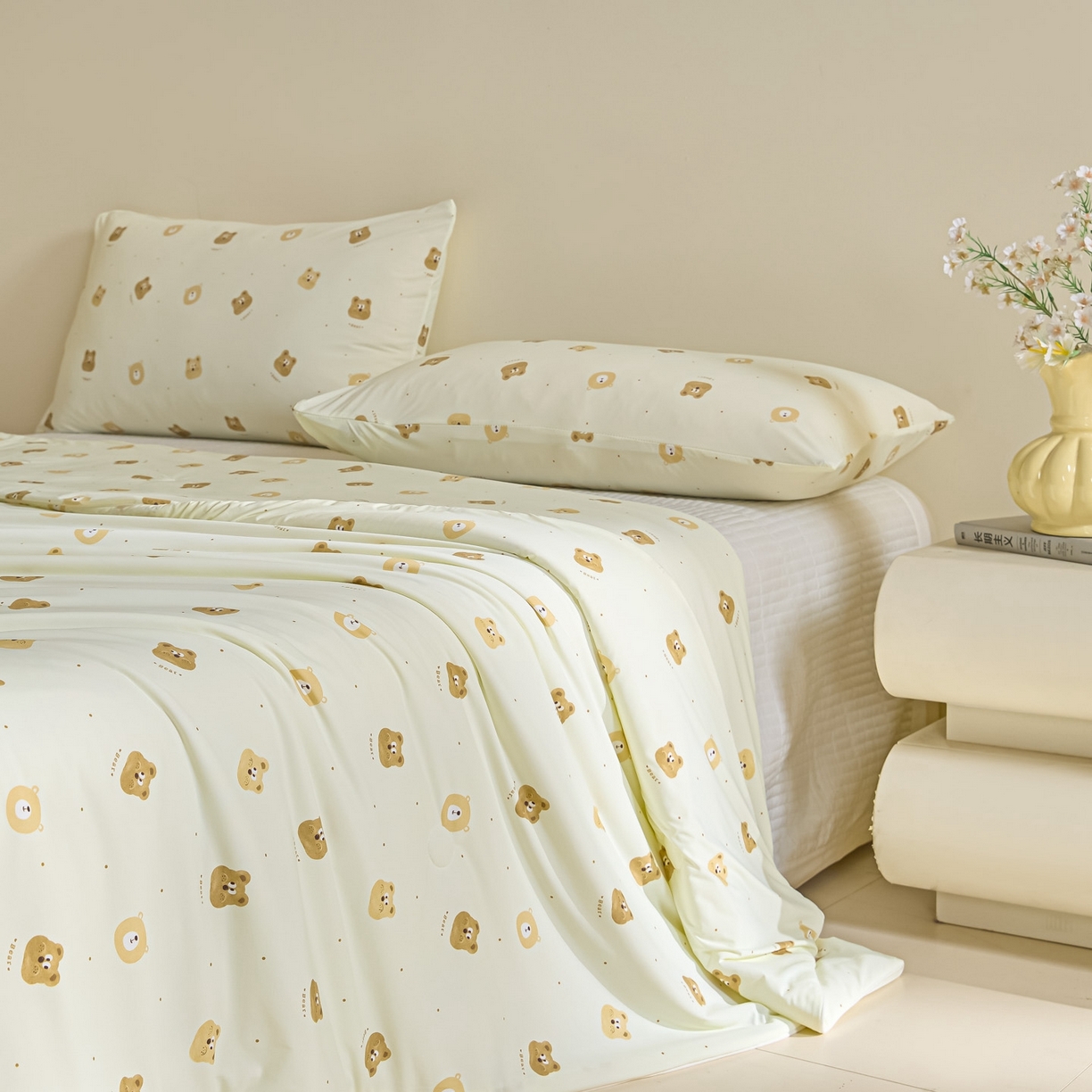 91家纺网 家纺一手货源 找家纺 一加一 2026新款A类凉感冰皮印花冰蚕被夏被夏凉被空调被 童话熊仔