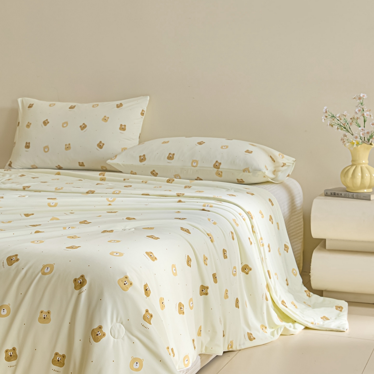 91家纺网 家纺一手货源 找家纺 一加一 2026新款A类凉感冰皮印花冰蚕被夏被夏凉被空调被 童话熊仔