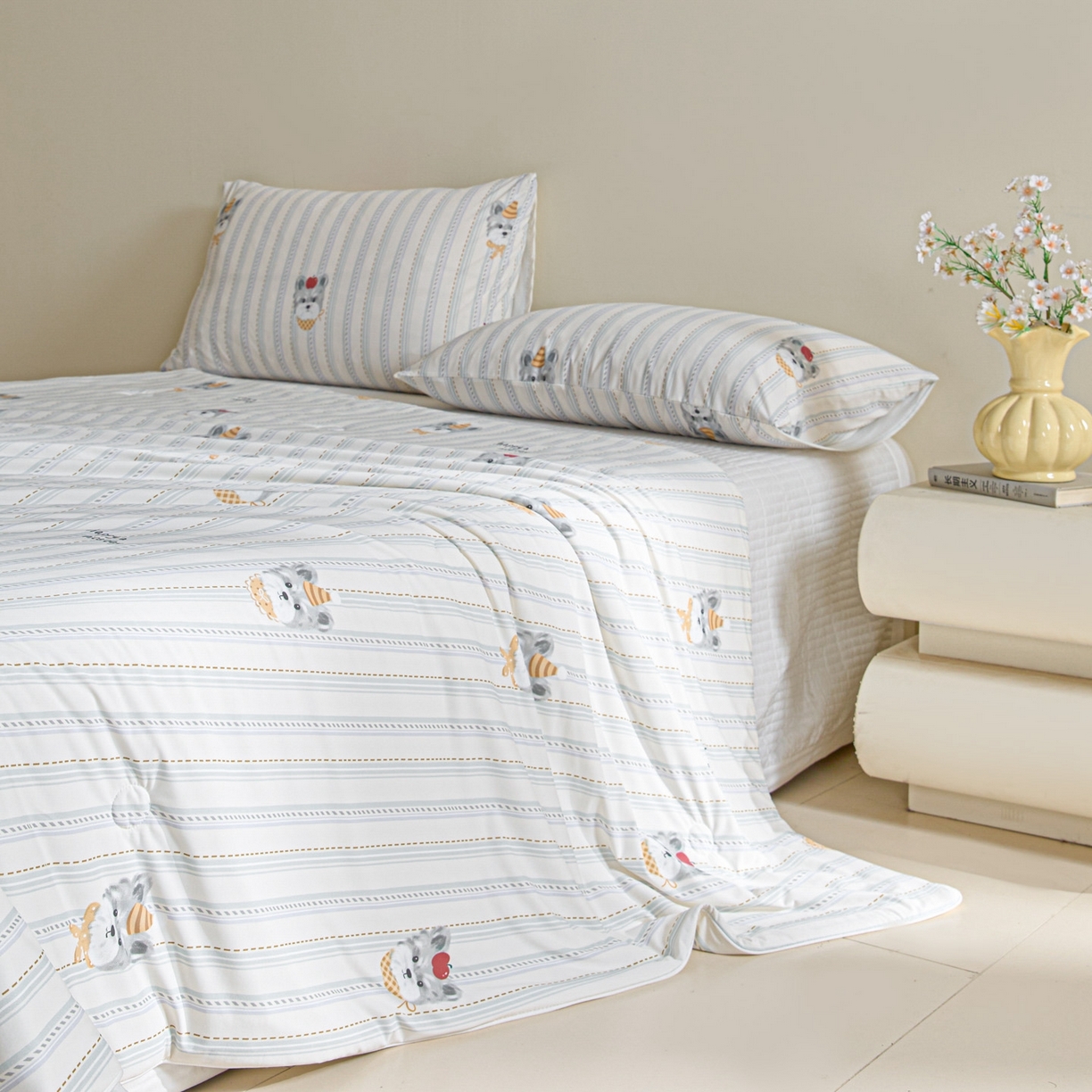 91家纺网 家纺一手货源 找家纺 一加一 2026新款A类凉感冰皮印花冰蚕被夏被夏凉被空调被 元气DOG