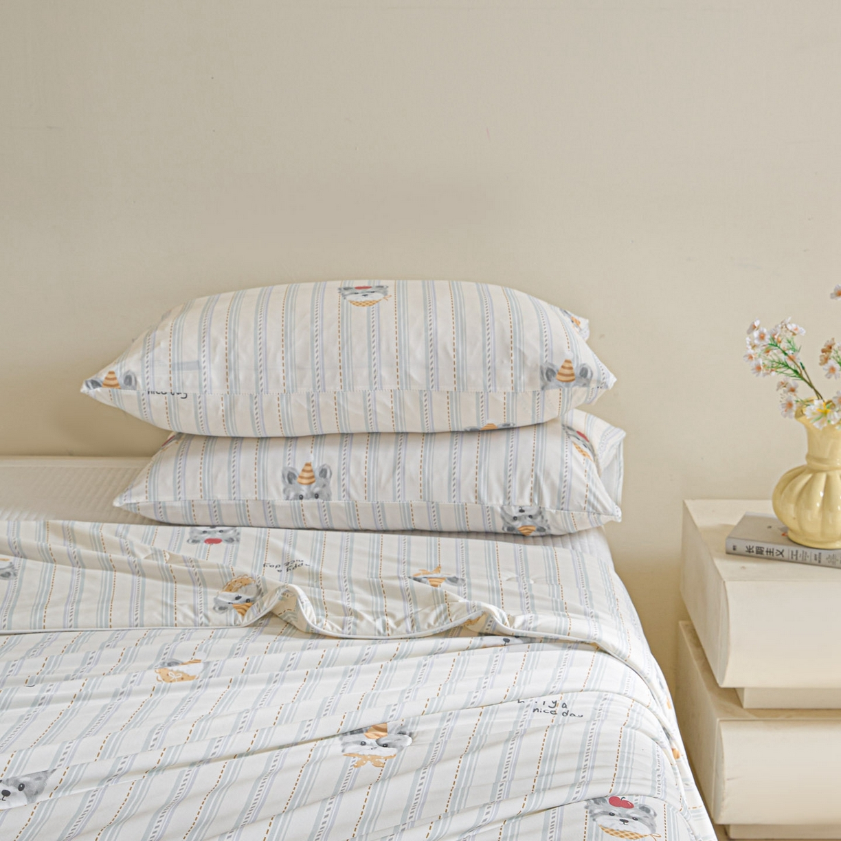 91家纺网 家纺一手货源 找家纺 一加一 2026新款A类凉感冰皮印花冰蚕被夏被夏凉被空调被 元气DOG