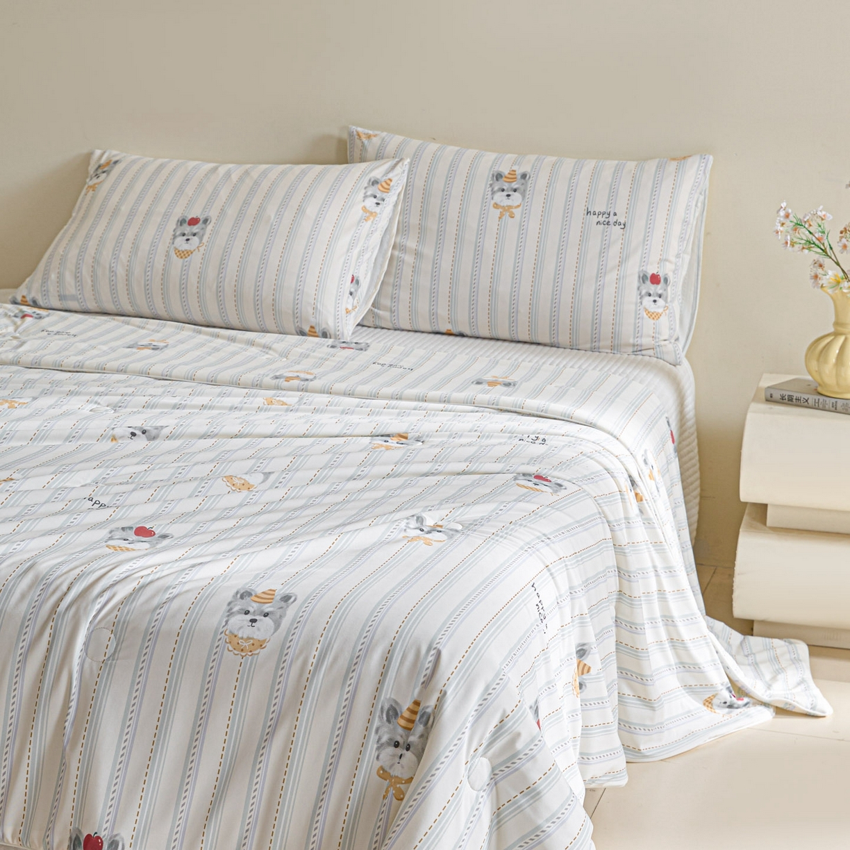 91家纺网 家纺一手货源 找家纺 一加一 2026新款A类凉感冰皮印花冰蚕被夏被夏凉被空调被 元气DOG