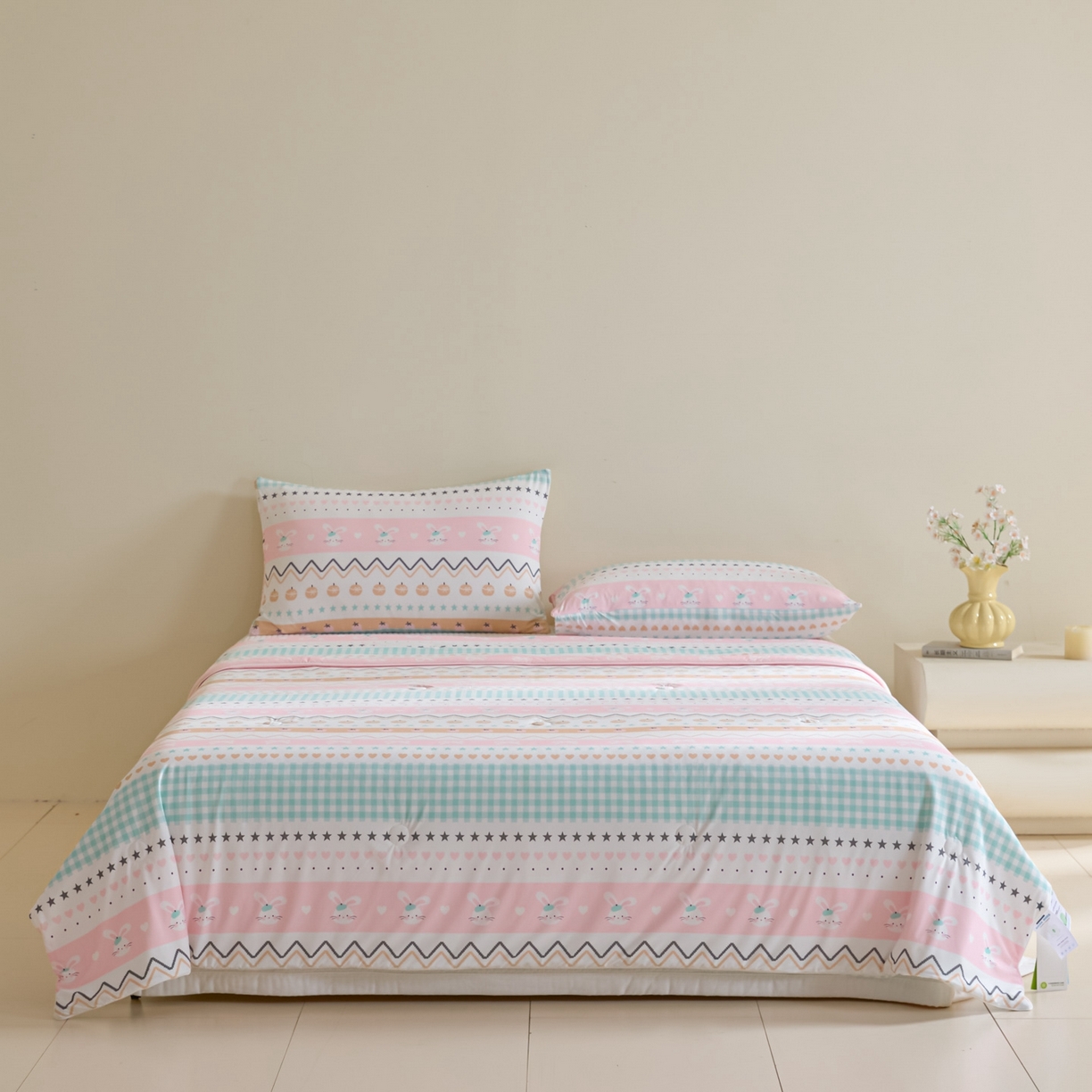 91家纺网 家纺一手货源 找家纺 一加一 2026新款A类凉感冰皮印花冰蚕被夏被夏凉被空调被 星兔时光