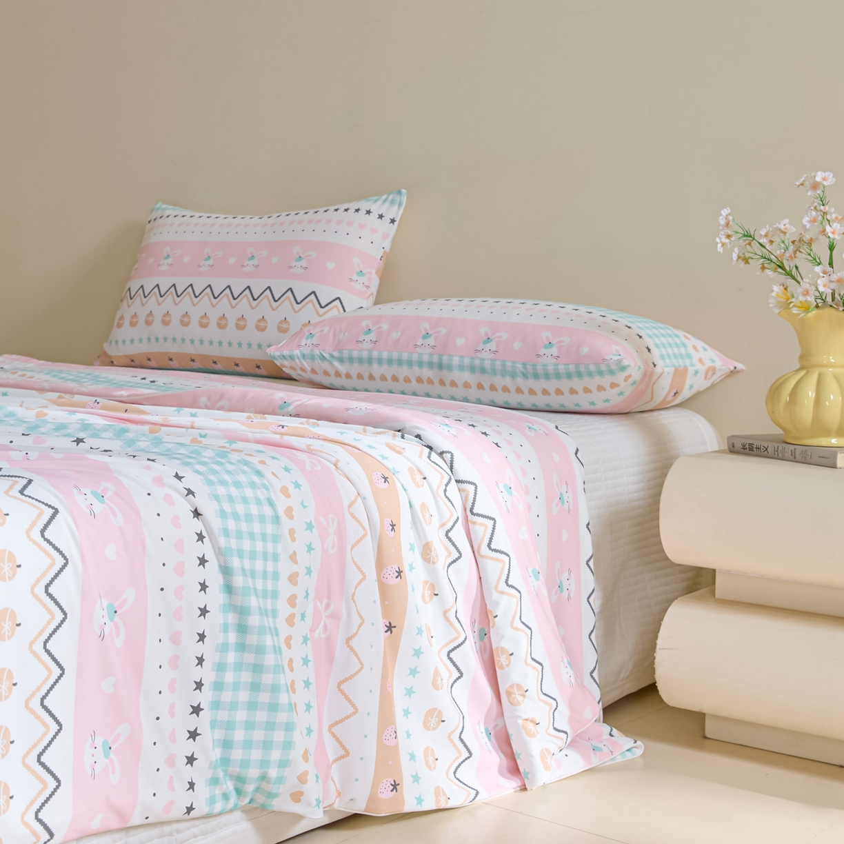 91家纺网 家纺一手货源 找家纺 一加一 2026新款A类凉感冰皮印花冰蚕被夏被夏凉被空调被 星兔时光