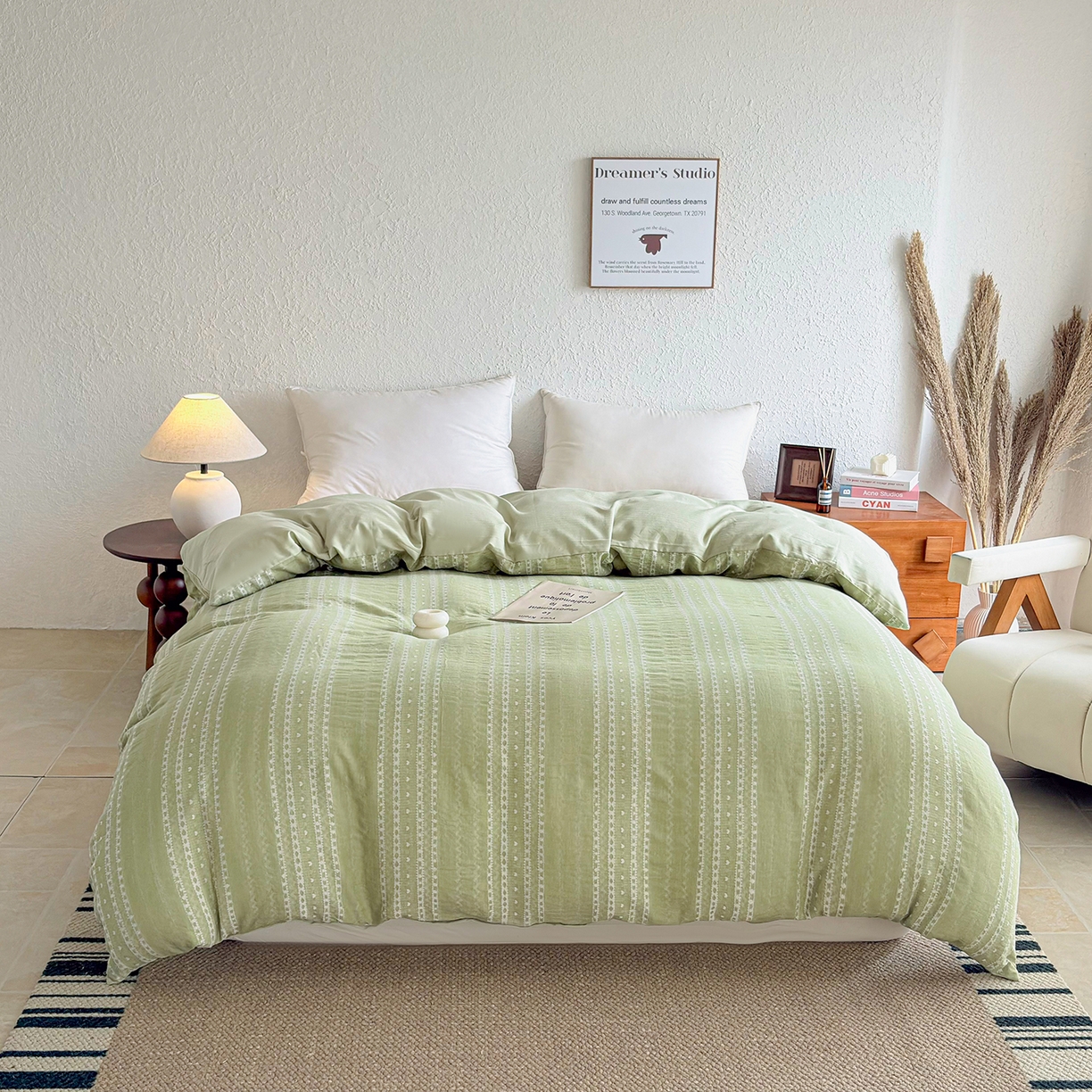 91家纺网 家纺一手货源 找家纺 （总）贝尔 2026新款全棉色织提花双层纱单被套