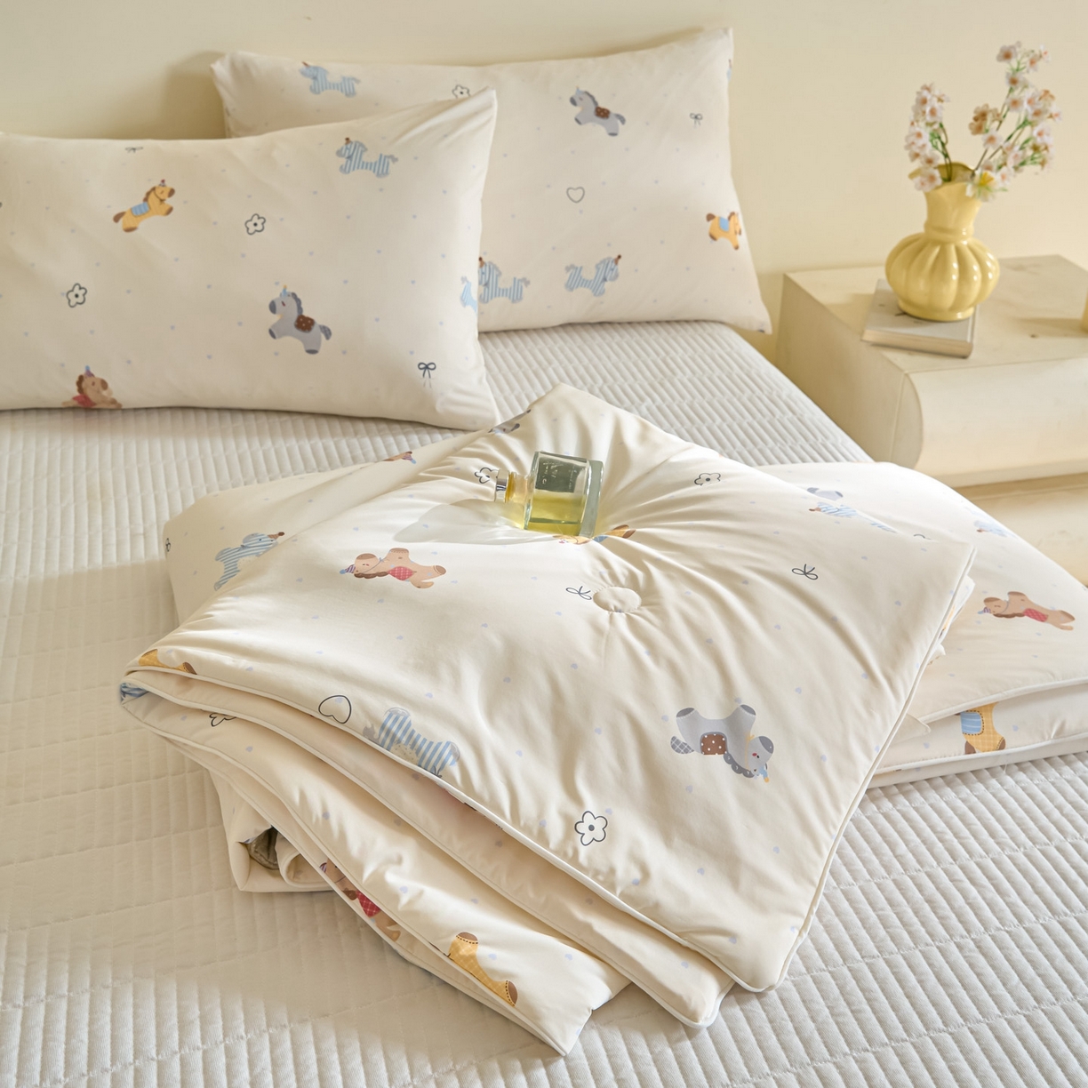 91家纺网 家纺一手货源 找家纺 一加一 2026新款凉感冰皮冰蚕被夏被夏凉被空调被 蓝裳福仔