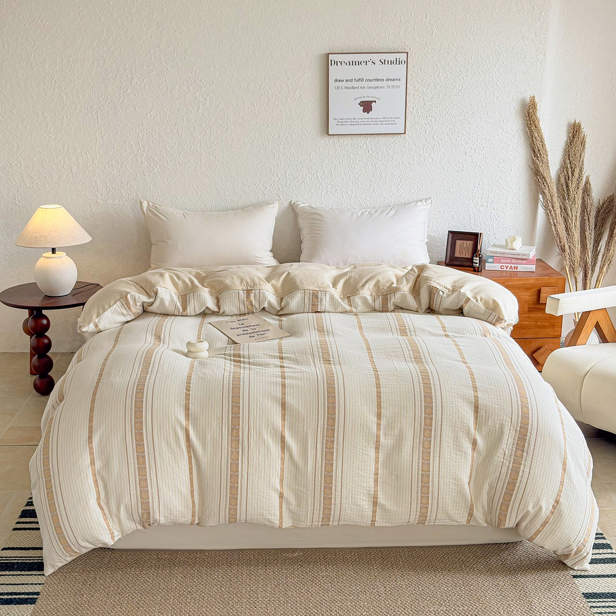 91家纺网 家纺一手货源 找家纺 （总）贝尔 2026新款全棉色织提花双层纱单被套