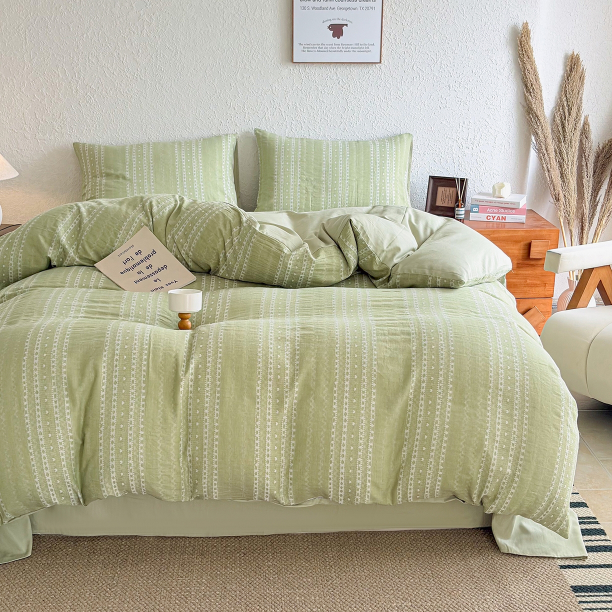 91家纺网 家纺一手货源 找家纺 （总）贝尔 2026新款全棉色织提花双层纱单被套