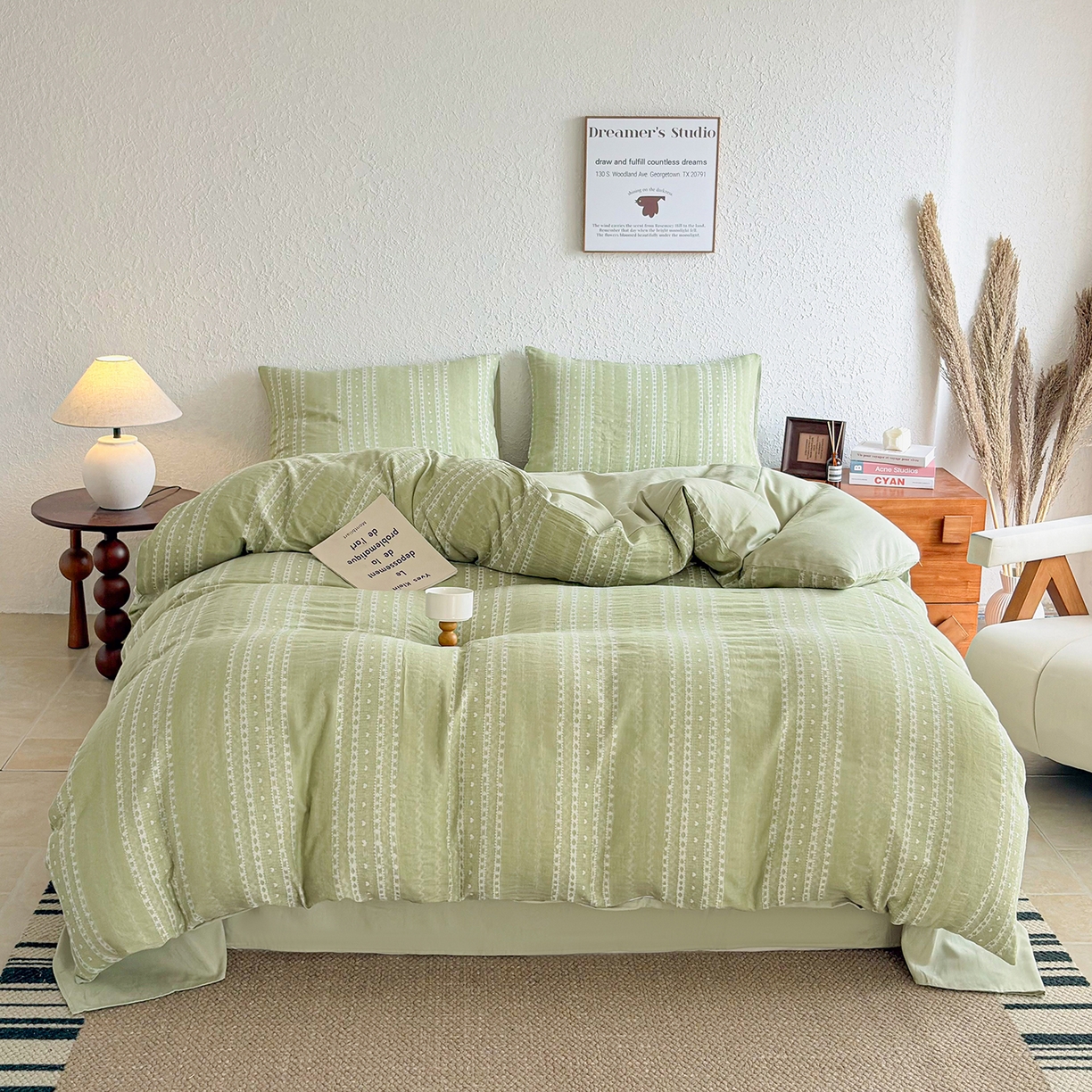 91家纺网 家纺一手货源 找家纺 （总）贝尔 2026新款全棉色织提花双层纱单被套