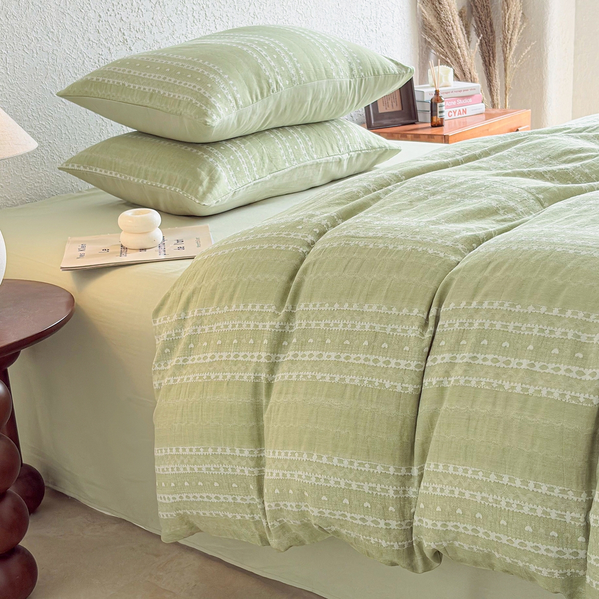 91家纺网 家纺一手货源 找家纺 （总）贝尔 2026新款全棉色织提花双层纱单被套