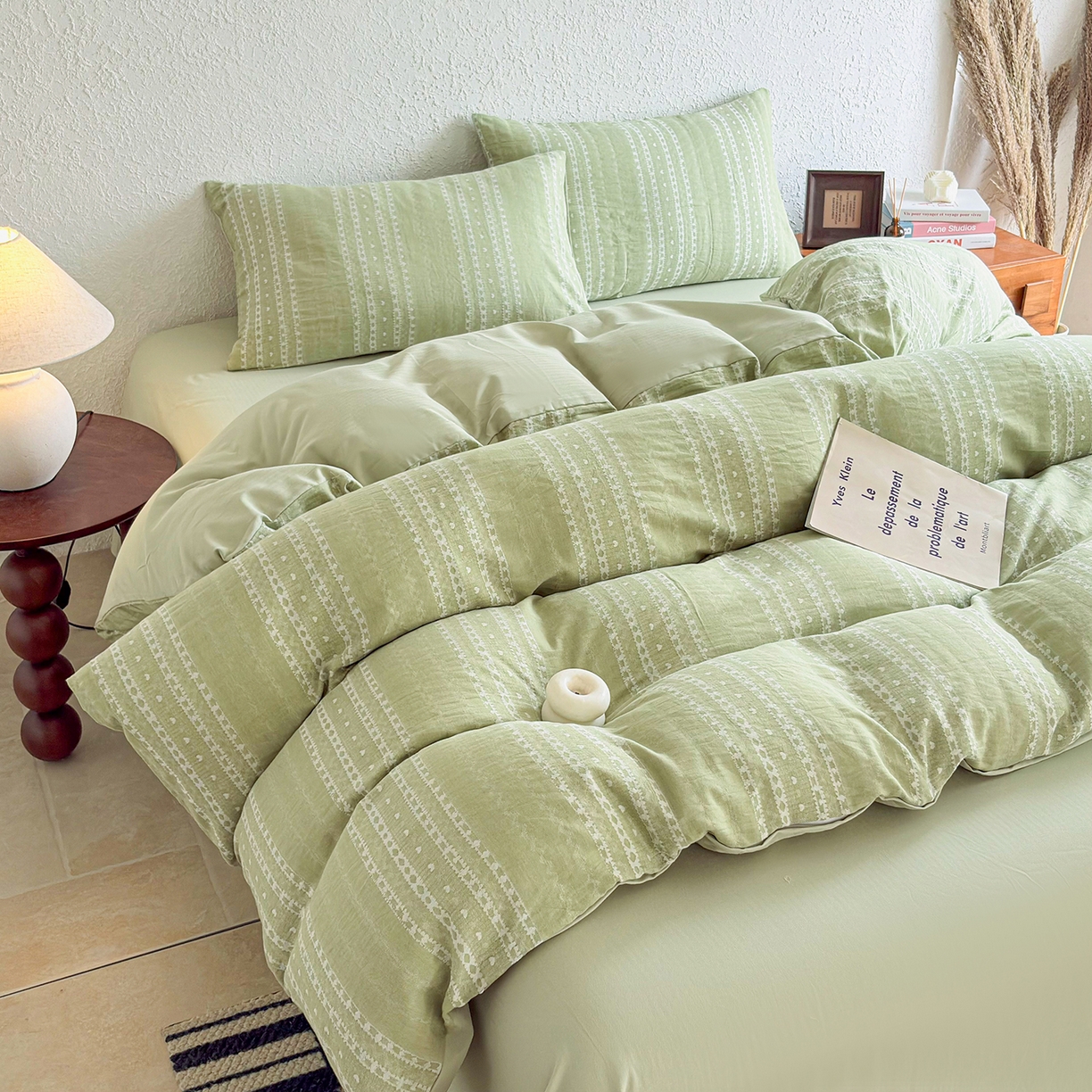 91家纺网 家纺一手货源 找家纺 （总）贝尔 2026新款全棉色织提花双层纱单被套