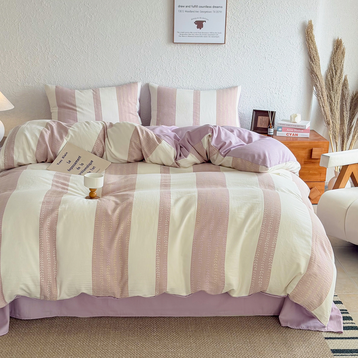 91家纺网 家纺一手货源 找家纺 贝尔 2026新款全棉色织提花双层纱单被套 春日来信