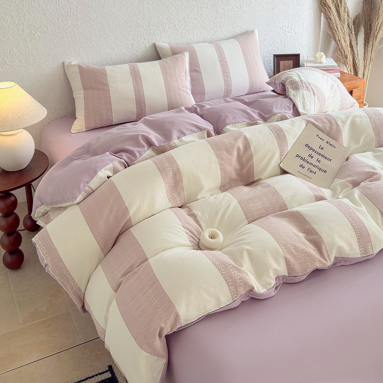 91家纺网 家纺一手货源 找家纺 贝尔 2026新款全棉色织提花双层纱单被套 春日来信