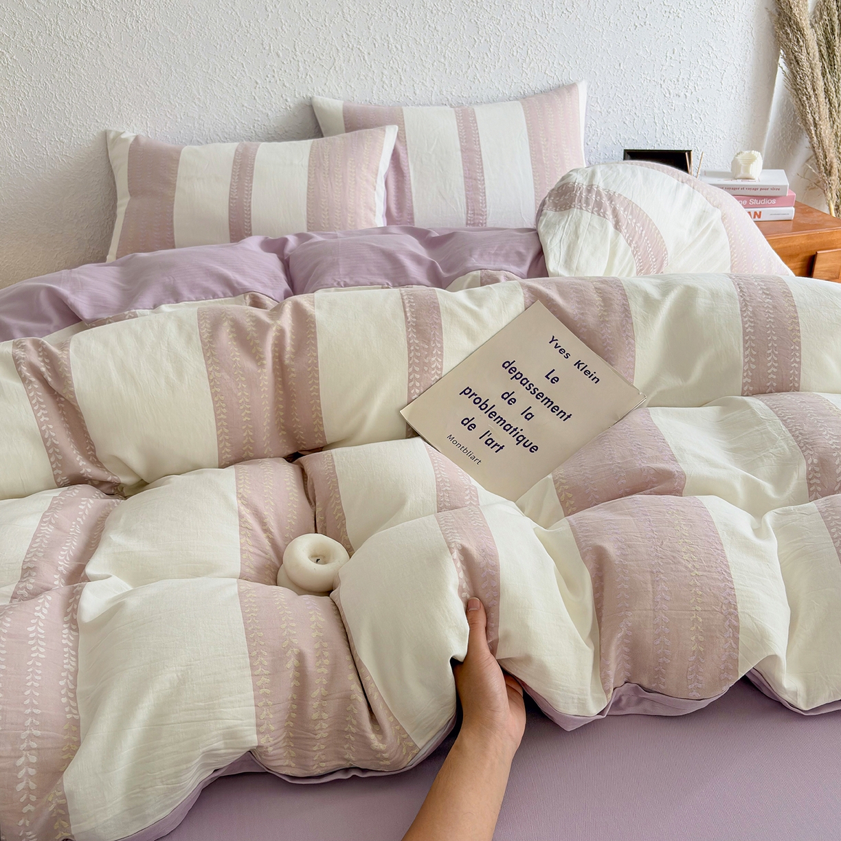 91家纺网 家纺一手货源 找家纺 贝尔 2026新款全棉色织提花双层纱单被套 春日来信