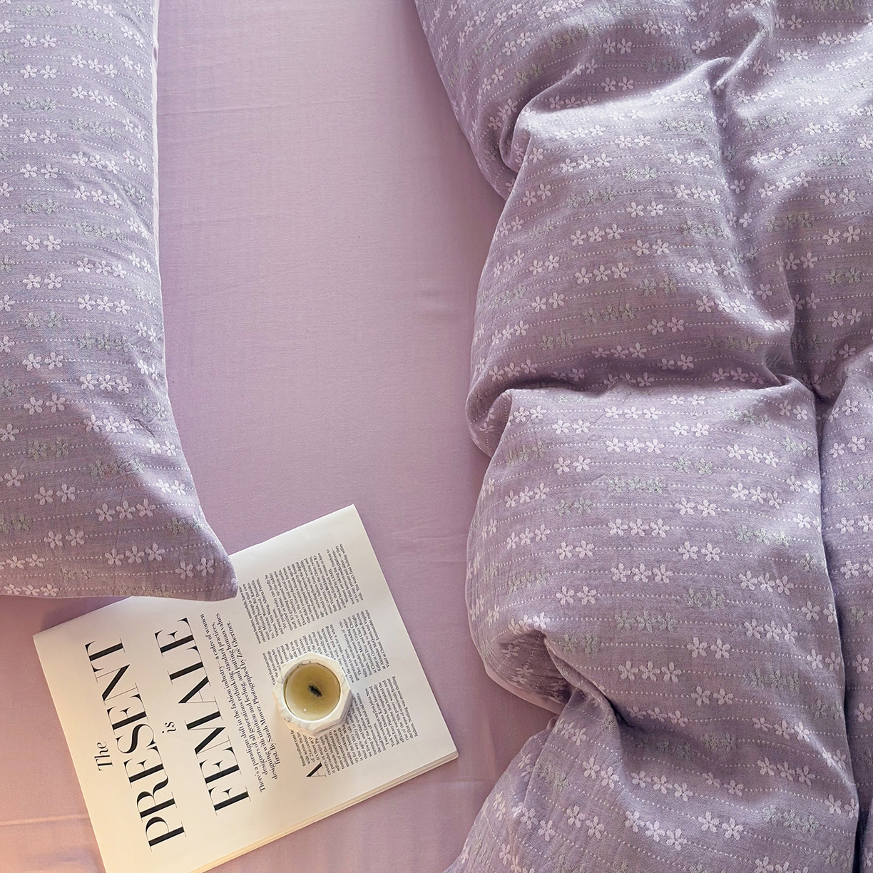 91家纺网 家纺一手货源 找家纺 贝尔 2026新款全棉色织提花双层纱单被套 花漫