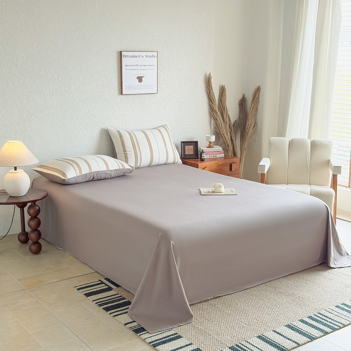 91家纺网 家纺一手货源 找家纺 （总）贝尔 2026新款全棉色织提花双层纱单床单