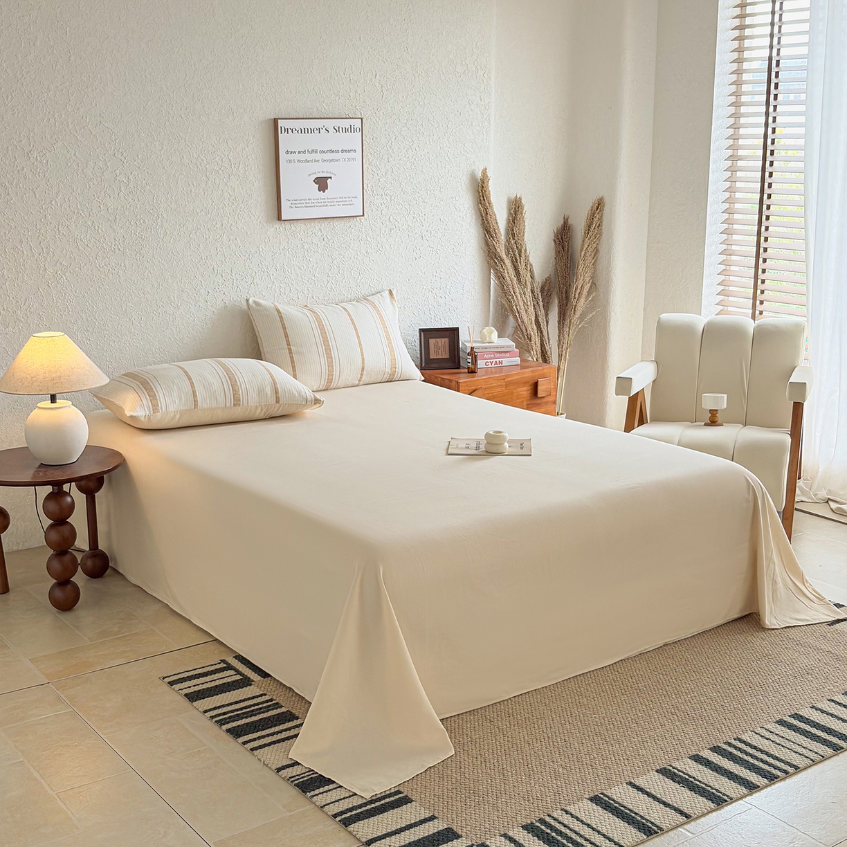 贝尔 2026新款全棉色织提花双层纱单床单 法颂