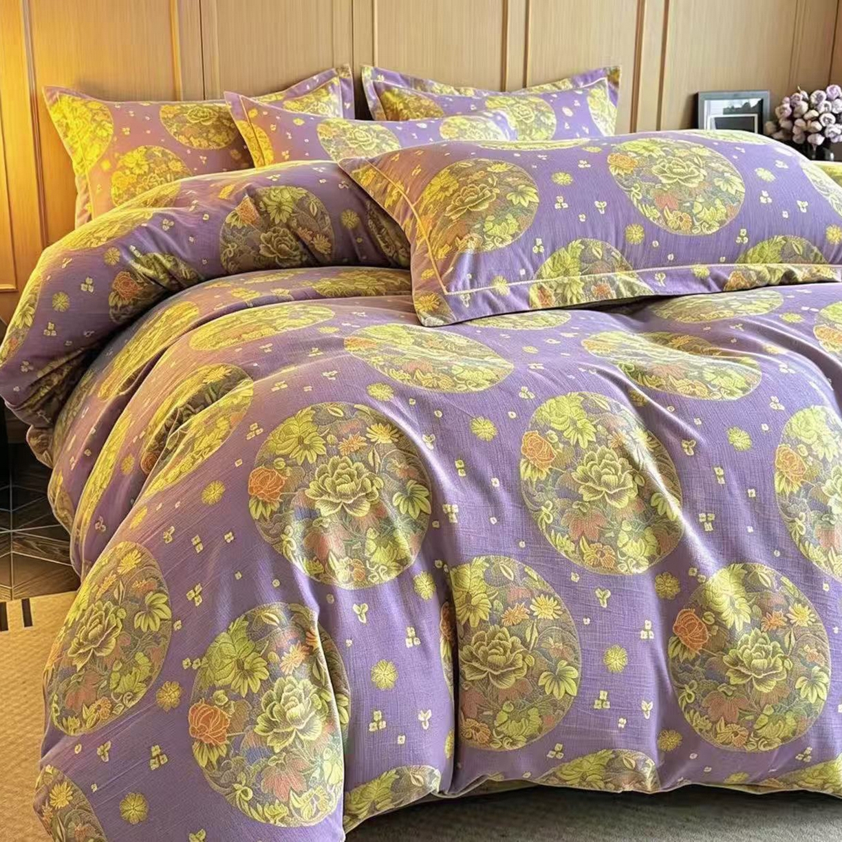 禧多家纺 2026新款亲肤舒适双层纱四件套 花好月圆