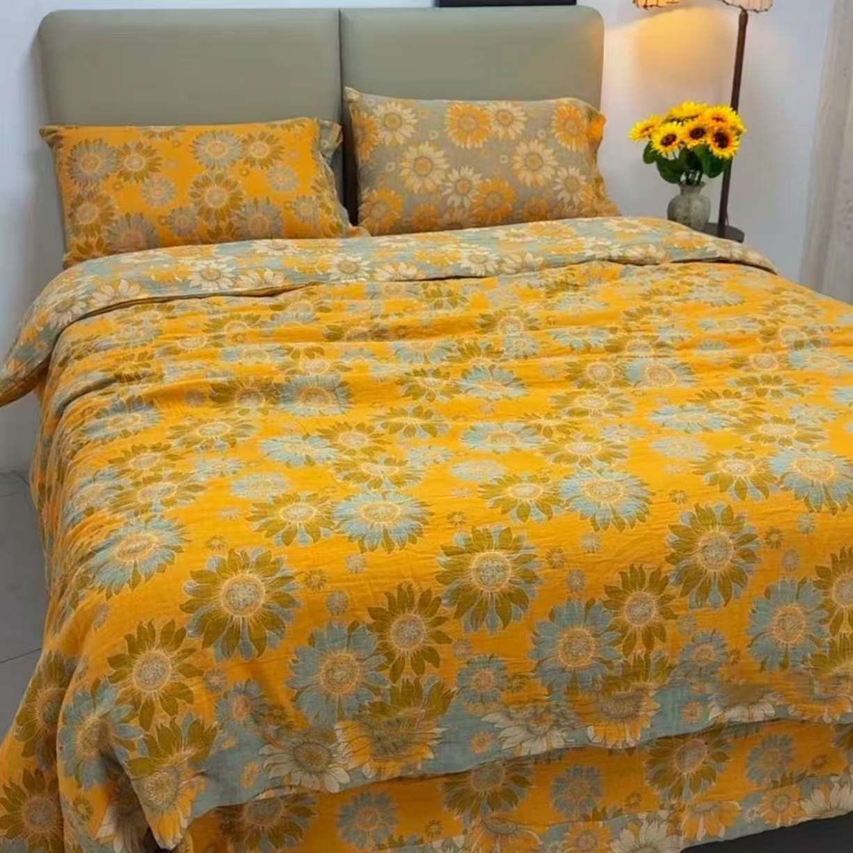 禧多家纺 2026新款亲肤舒适双层纱四件套 小葵花