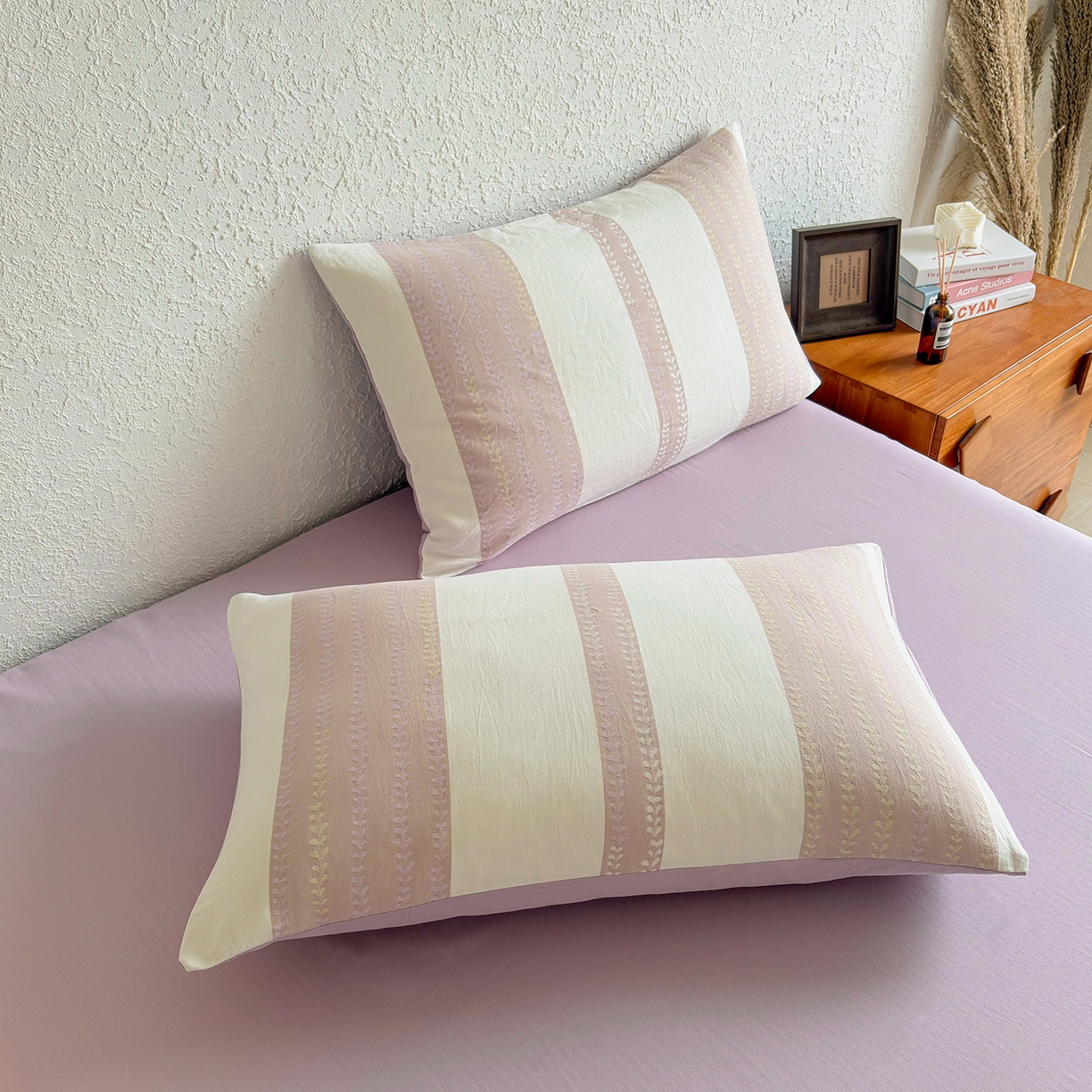 91家纺网 家纺一手货源 找家纺 （总）贝尔 2026新款全棉色织提花双层纱单枕套