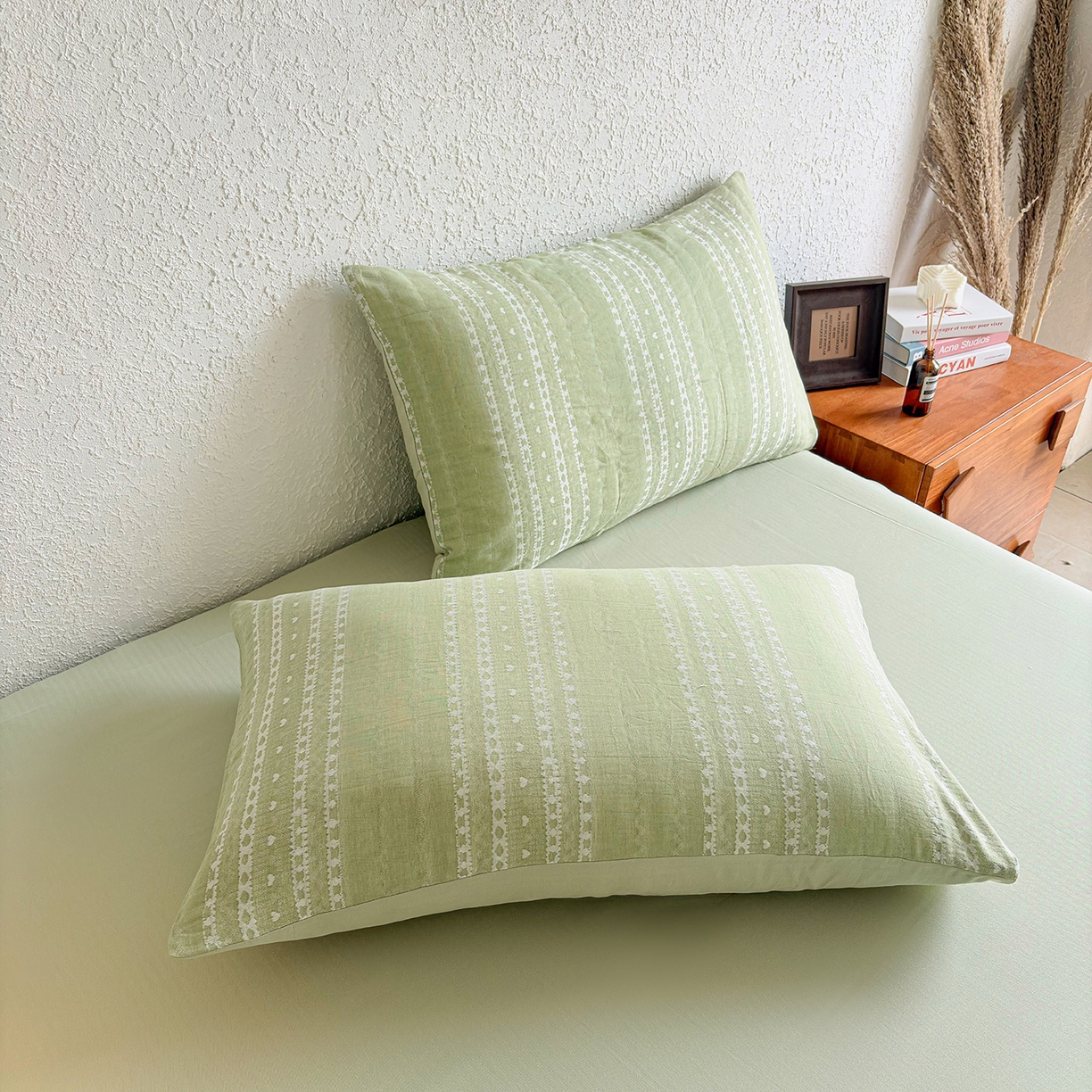 91家纺网 家纺一手货源 找家纺 （总）贝尔 2026新款全棉色织提花双层纱单枕套