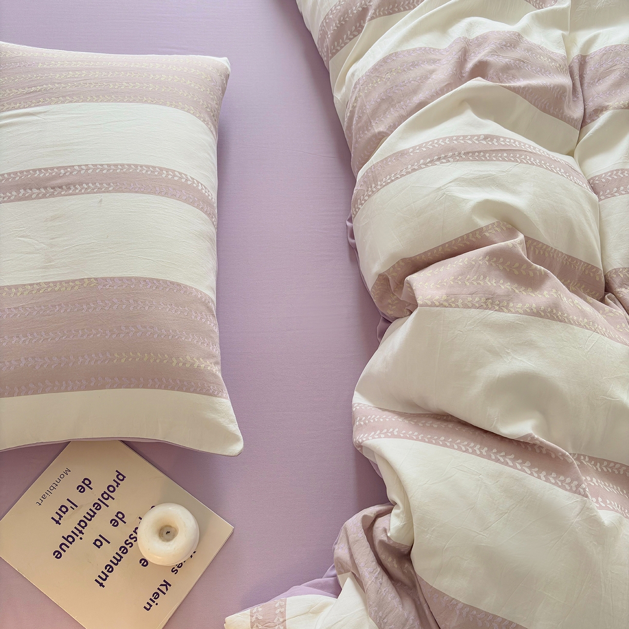 91家纺网 家纺一手货源 找家纺 贝尔 2026新款全棉色织提花双层纱单枕套 春日来信