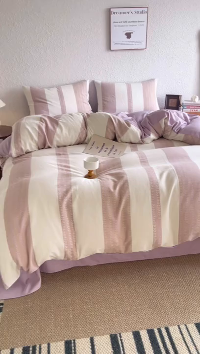 91家纺网 家纺一手货源 找家纺 贝尔 2026新款全棉色织提花双层纱单枕套 春日来信