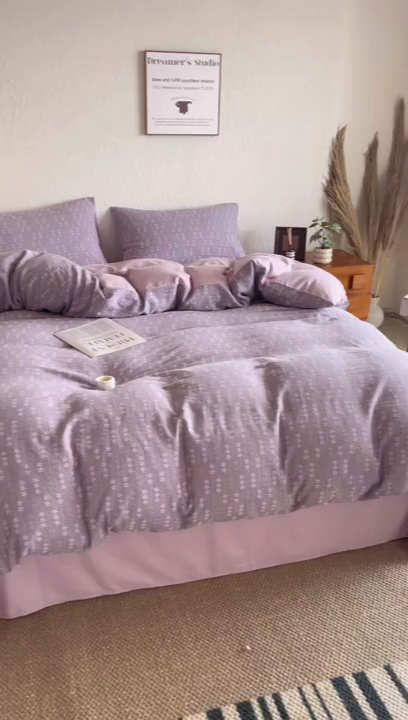 91家纺网 家纺一手货源 找家纺 贝尔 2026新款全棉色织提花双层纱单枕套 花漫