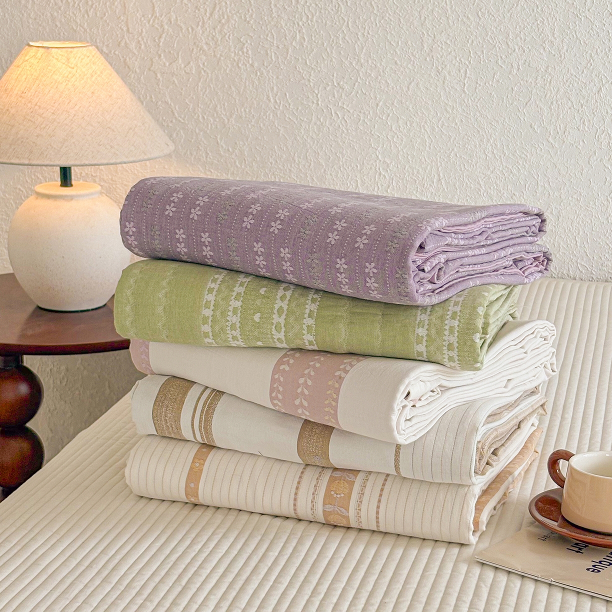 91家纺网 家纺一手货源 找家纺 贝尔 PELLHOME 全棉纽扣色织水洗棉格子四件套单品系列-单枕套（可抖音代发） 梦幻-绿